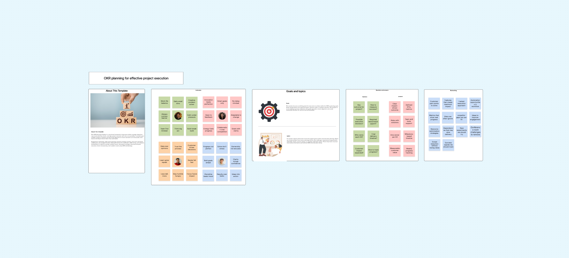 OKR planning template on the Cloudairy canvas