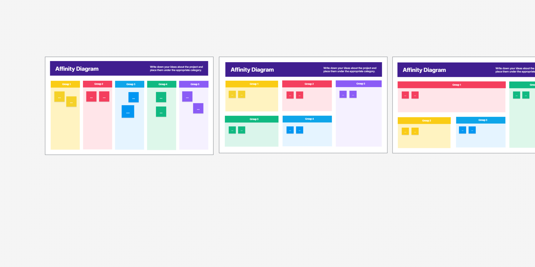 Affinity diagram template on the Cloudairy canvas
