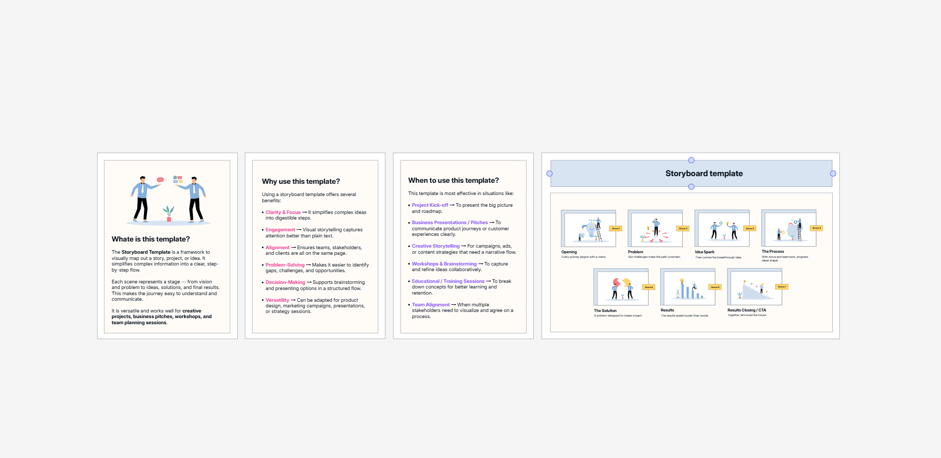 Storyboard template on the Cloudairy canvas